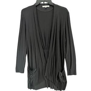 Anthropologie People Like Frank Cardigan Womens M Black Jersey Knit Open Stretch